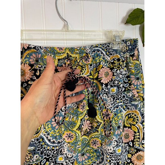 Loft Womens Floral Print Elastic Waist Skirt With Tie Detail M - Picture 5 of 12